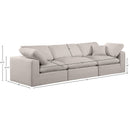 Meridian Comfy Beige Linen Textured Fabric Modular Sofa IMAGE 9