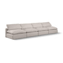 Meridian Comfy Beige Linen Textured Fabric Modular Sofa IMAGE 1