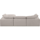 Meridian Comfy Beige Linen Textured Fabric Modular Sectional IMAGE 5
