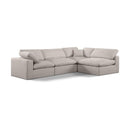 Meridian Comfy Beige Linen Textured Fabric Modular Sectional IMAGE 1