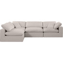 Meridian Comfy Beige Linen Textured Fabric Modular Sectional IMAGE 7