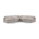 Meridian Comfy Beige Linen Textured Fabric Modular Sectional IMAGE 1