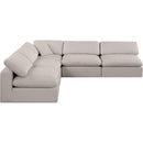  Manufacturer Color_Beige -- Meridian Comfy Fabric 5 pc Sectional IMAGE 4