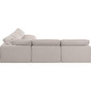 Meridian Comfy Beige Linen Textured Fabric Modular Sectional IMAGE 5