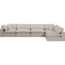 Meridian Comfy Beige Linen Textured Fabric Modular Sectional IMAGE 8