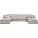 Meridian Comfy Beige Linen Textured Fabric Modular Sectional IMAGE 4