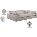  Manufacturer Color_Beige -- Meridian Comfy Fabric 6 pc Sectional IMAGE 11