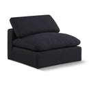  Manufacturer Color_Black -- Comfy Black Linen Textured Fabric Upholstered Modular Armless Chair IMAGE 1