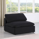  Manufacturer Color_Black -- Comfy Black Linen Textured Fabric Upholstered Modular Armless Chair IMAGE 2