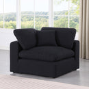  Manufacturer Color_Black -- Comfy Black Linen Textured Fabric Upholstered Modular Corner Chair IMAGE 2