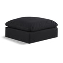 Meridian Comfy Black Linen Textured Fabric Modular Ottoman IMAGE 1