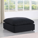  Manufacturer Color_Black -- Comfy Black Linen Textured Fabric Upholstered Modular Ottoman IMAGE 2