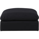 Meridian Comfy Black Linen Textured Fabric Modular Ottoman IMAGE 3