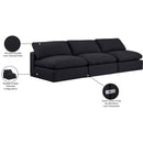  Manufacturer Color_Black -- Comfy 117" Black Linen Textured Fabric Upholstered 3 pc Armless Modular Sofa IMAGE 10