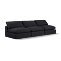  Manufacturer Color_Black -- Comfy 117" Black Linen Textured Fabric Upholstered 3 pc Armless Modular Sofa IMAGE 1