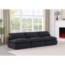  Manufacturer Color_Black -- Comfy 117" Black Linen Textured Fabric Upholstered 3 pc Armless Modular Sofa IMAGE 2