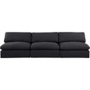  Manufacturer Color_Black -- Comfy 117" Black Linen Textured Fabric Upholstered 3 pc Armless Modular Sofa IMAGE 4