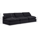  Manufacturer Color_Black -- Comfy 117" Black Linen Textured Fabric Upholstered 3 pc Armless Modular Sofa IMAGE 9