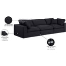  Manufacturer Color_Black -- Comfy 119" Black Linen Textured Fabric Upholstered 3 pc Modular Sofa IMAGE 10