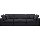  Manufacturer Color_Black -- Comfy 119" Black Linen Textured Fabric Upholstered 3 pc Modular Sofa IMAGE 4