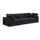 Meridian Comfy Black Linen Textured Fabric Modular Sofa IMAGE 9