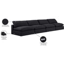  Manufacturer Color_Black -- Comfy 156" Black Linen Textured Fabric Upholstered 4 pc Armless Modular Sofa IMAGE 10