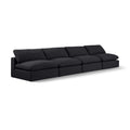  Manufacturer Color_Black -- Comfy 156" Black Linen Textured Fabric Upholstered 4 pc Armless Modular Sofa IMAGE 1