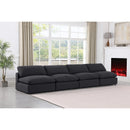  Manufacturer Color_Black -- Comfy 156" Black Linen Textured Fabric Upholstered 4 pc Armless Modular Sofa IMAGE 2