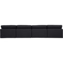  Manufacturer Color_Black -- Comfy 156" Black Linen Textured Fabric Upholstered 4 pc Armless Modular Sofa IMAGE 3