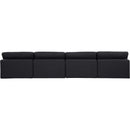 Meridian Comfy Black Linen Textured Fabric Modular Sofa IMAGE 3