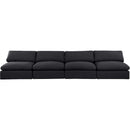  Manufacturer Color_Black -- Comfy 156" Black Linen Textured Fabric Upholstered 4 pc Armless Modular Sofa IMAGE 4