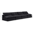  Manufacturer Color_Black -- Comfy 156" Black Linen Textured Fabric Upholstered 4 pc Armless Modular Sofa IMAGE 9