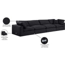  Manufacturer Color_Black -- Comfy 158" Black Linen Textured Fabric Upholstered 4 pc Modular Sofa IMAGE 10