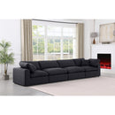  Manufacturer Color_Black -- Comfy 158" Black Linen Textured Fabric Upholstered 4 pc Modular Sofa IMAGE 2