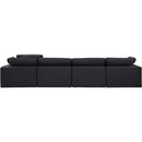  Manufacturer Color_Black -- Comfy 158" Black Linen Textured Fabric Upholstered 4 pc Modular Sofa IMAGE 3