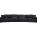  Manufacturer Color_Black -- Comfy 158" Black Linen Textured Fabric Upholstered 4 pc Modular Sofa IMAGE 4