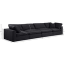  Manufacturer Color_Black -- Comfy 158" Black Linen Textured Fabric Upholstered 4 pc Modular Sofa IMAGE 9