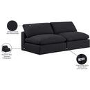  Manufacturer Color_Black -- Comfy 78" Black Linen Textured Fabric Upholstered 2 pc Armless Modular Loveseat IMAGE 10