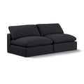  Manufacturer Color_Black -- Comfy 78" Black Linen Textured Fabric Upholstered 2 pc Armless Modular Loveseat IMAGE 1