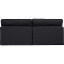  Manufacturer Color_Black -- Comfy 78" Black Linen Textured Fabric Upholstered 2 pc Armless Modular Loveseat IMAGE 3