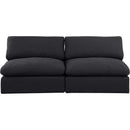  Manufacturer Color_Black -- Comfy 78" Black Linen Textured Fabric Upholstered 2 pc Armless Modular Loveseat IMAGE 4