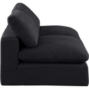  Manufacturer Color_Black -- Comfy 78" Black Linen Textured Fabric Upholstered 2 pc Armless Modular Loveseat IMAGE 5
