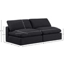  Manufacturer Color_Black -- Comfy 78" Black Linen Textured Fabric Upholstered 2 pc Armless Modular Loveseat IMAGE 9