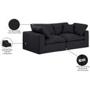 Manufacturer Color_Black -- Comfy 80" Black Linen Textured Fabric Upholstered 2 pc Modular Loveseat IMAGE 10