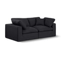  Manufacturer Color_Black -- Comfy 80" Black Linen Textured Fabric Upholstered 2 pc Modular Loveseat IMAGE 1