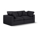  Manufacturer Color_Black -- Comfy 80" Black Linen Textured Fabric Upholstered 2 pc Modular Loveseat IMAGE 1