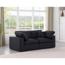  Manufacturer Color_Black -- Comfy 80" Black Linen Textured Fabric Upholstered 2 pc Modular Loveseat IMAGE 2