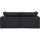  Manufacturer Color_Black -- Comfy 80" Black Linen Textured Fabric Upholstered 2 pc Modular Loveseat IMAGE 3