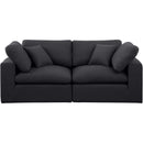  Manufacturer Color_Black -- Comfy 80" Black Linen Textured Fabric Upholstered 2 pc Modular Loveseat IMAGE 4