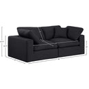  Manufacturer Color_Black -- Comfy 80" Black Linen Textured Fabric Upholstered 2 pc Modular Loveseat IMAGE 9